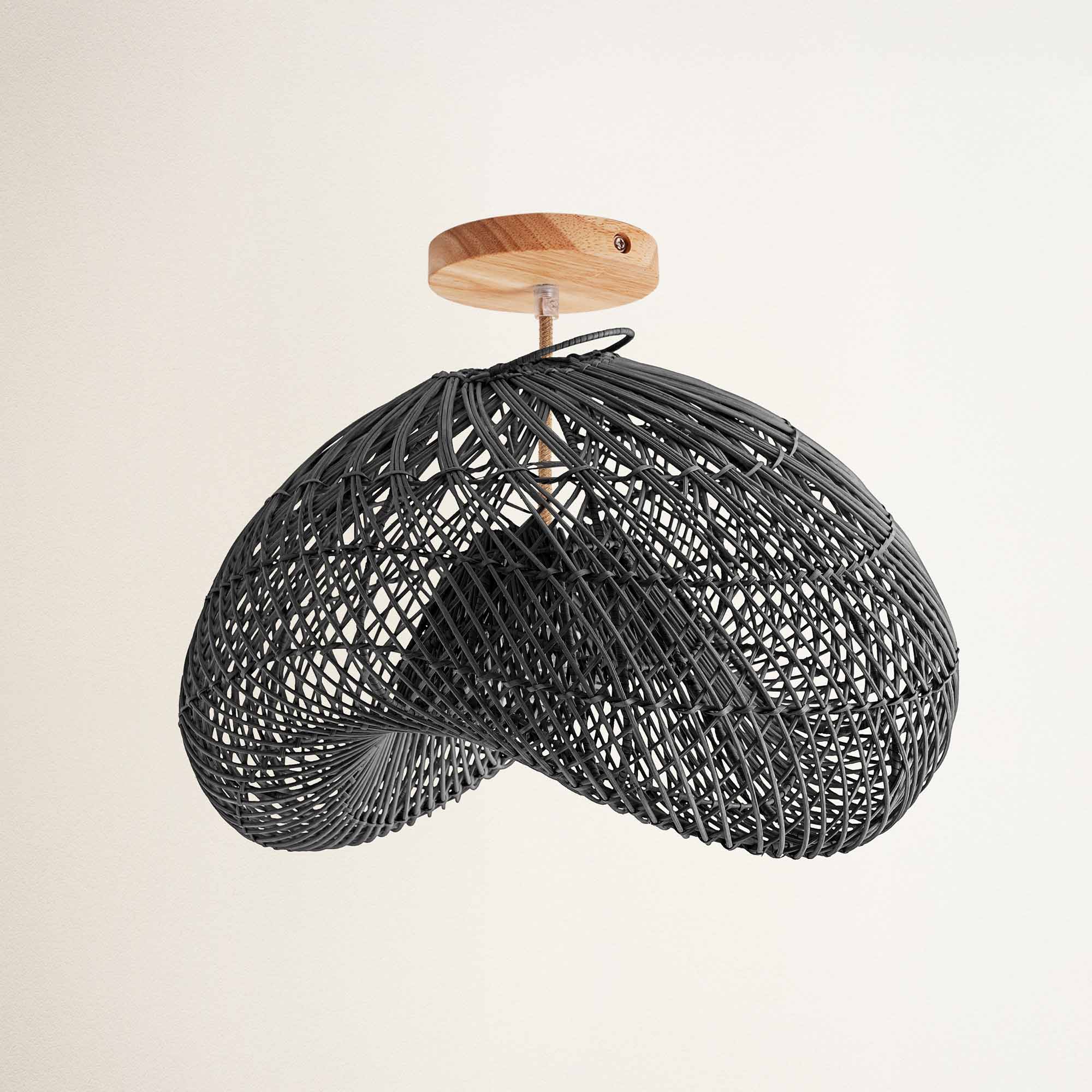 Sepherina Black Rattan Flush Mount Light