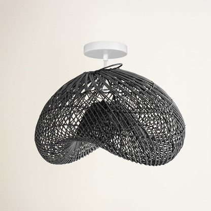 Sepherina Black Rattan Flush Mount Light