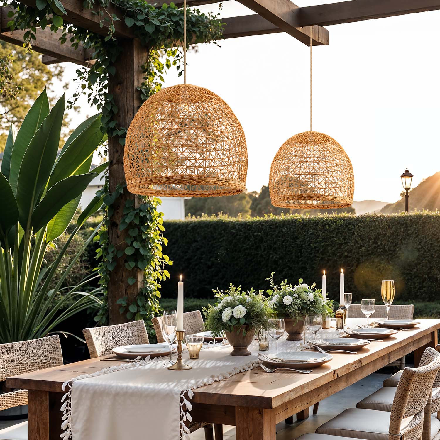 Outdoor Lumiere Rattan Pendant Light