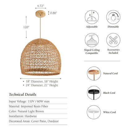 Outdoor Lumiere Rattan Pendant Light