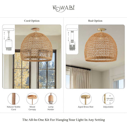 Lumiere Rattan Flush Mount Light