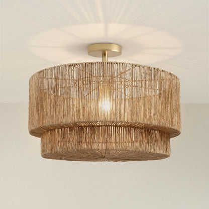 luminous lace flush mount ceiling light fixture with woven design, on