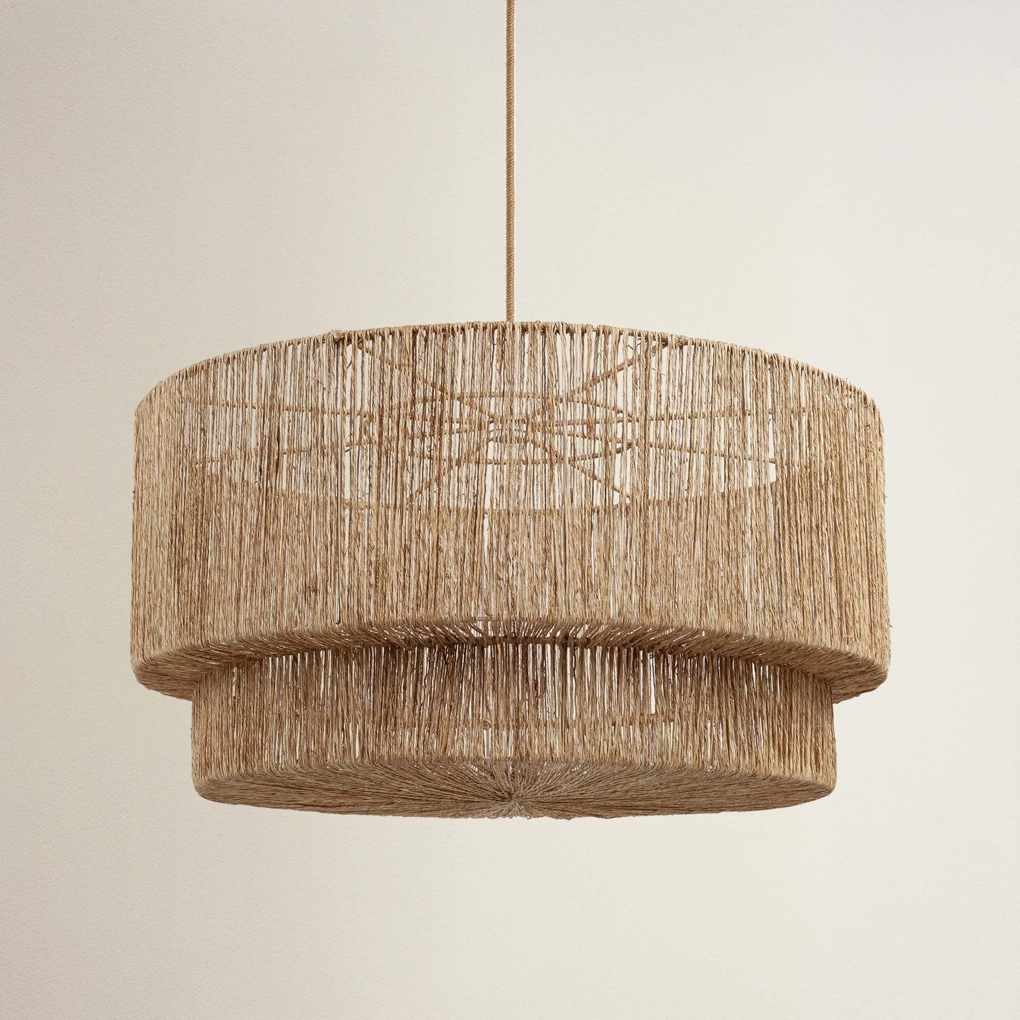 luminous woven pendant light fixture off