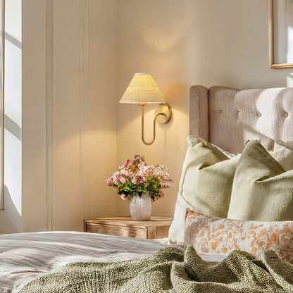 mysa rattan sconce bedroom