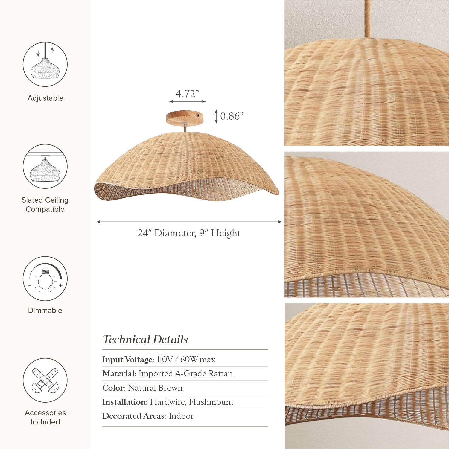 Nana Vermiculate Flush Mount Light
