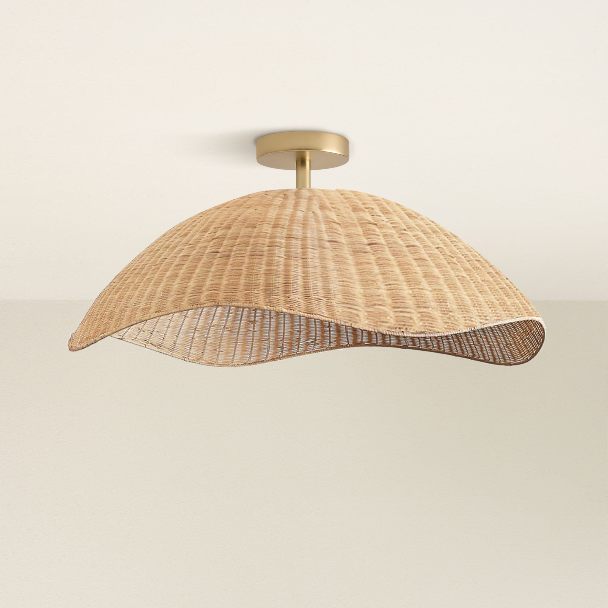 nana vermiculate rattan pendant light flush mount light fixture, off