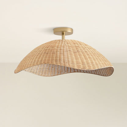 nana vermiculate rattan pendant light flush mount light fixture, off