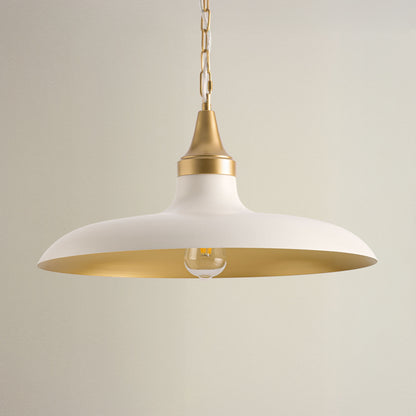 natalia dome pendant light with white shade and gold trim, off