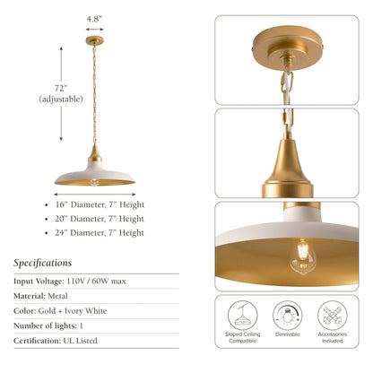 natalia dome gold pendant light with measurements and specifications 