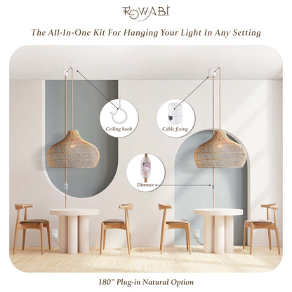 Natural Plug-In Hanging Pendant Light Kit