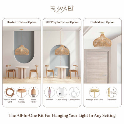 oceania rattan pendant light all in one kit