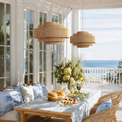 Outdoor Starry Rattan Pendant Light