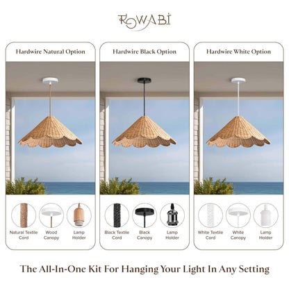 Outdoor Daisy Cone Rattan Pendant Light