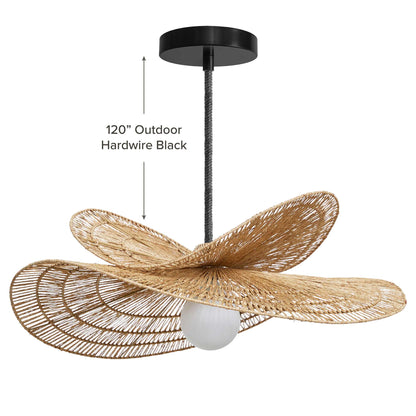 outdoor whisper leaf hardwire black woven pendant light with black ceiling fixture