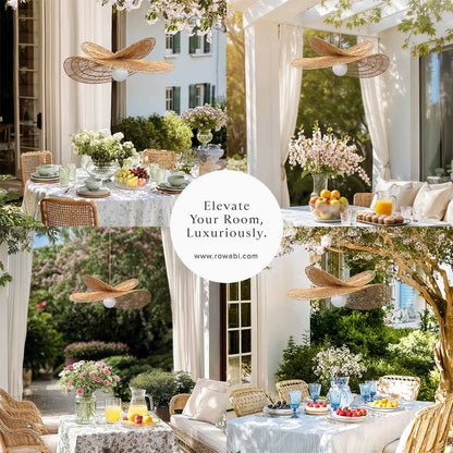 outdoor whisper leaf pendant light concepts for a dining area with tables and chairs in a garden setting