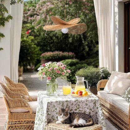 outdoor whisper leaf pendant light with cat