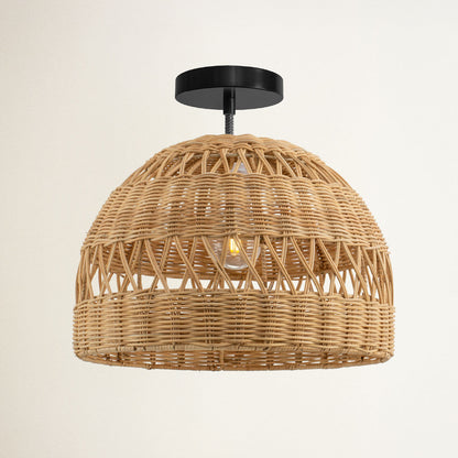 Radiant Rattan Flush Mount Light
