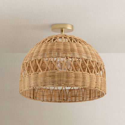 Radiant Rattan Flush Mount Light