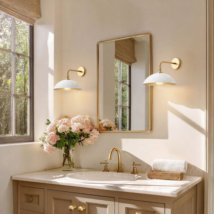 rowabi cuenco dome sconce bathroom with sink and mirror
