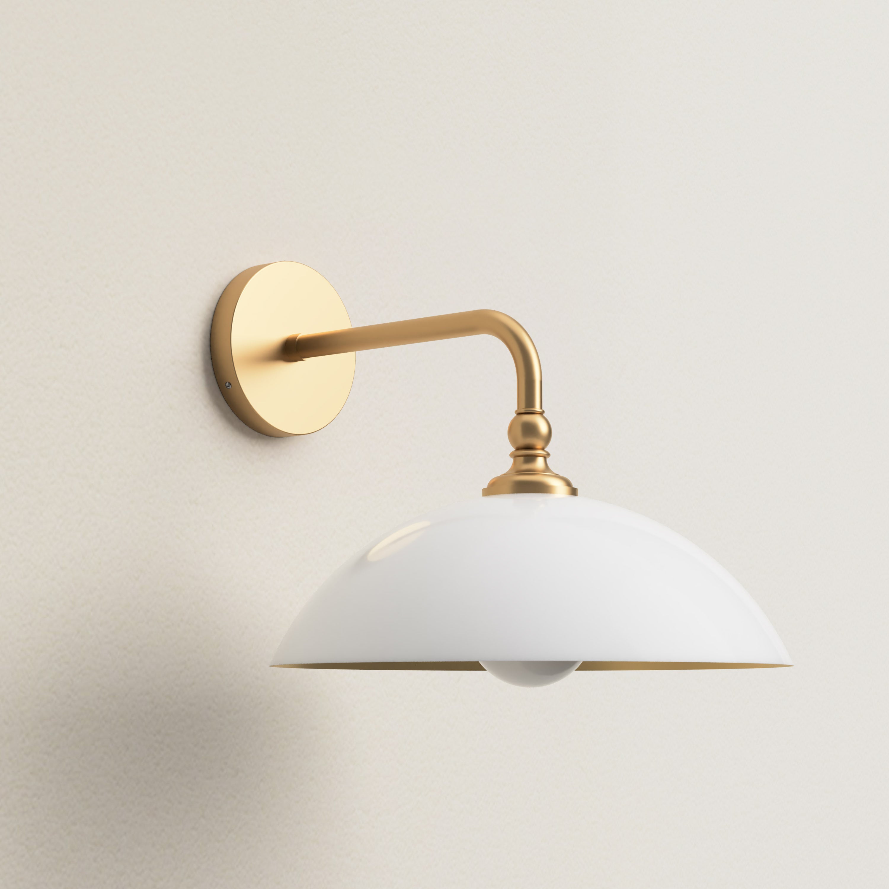 rowabi cuenco dome sconce with gold fixture and white shade