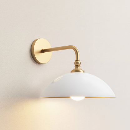 rowabi cuenco dome sconce mounted lamp with gold fixture and white shade