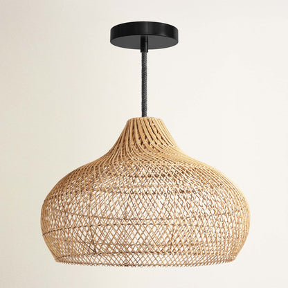 rowabi kloe hardwire black woven pendant light with black fixture