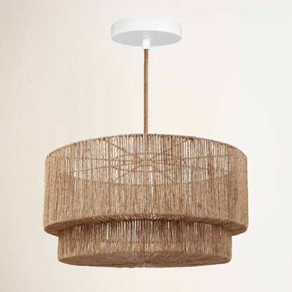 rowabi outdoor luminous hardwire natural woven pendant light with natural brown shade