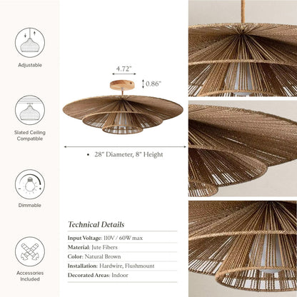 Sammie Tier Rattan Flush Mount Light