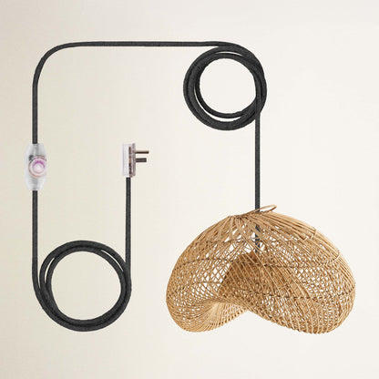 rowabi sepherina plug in black with woven lampshade