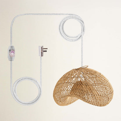 rowabi sepherina plug-in white woven pendant light with white cord and plug