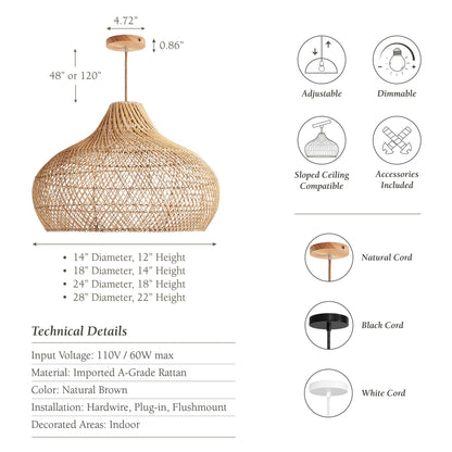 Kloe Rattan Pendant Light