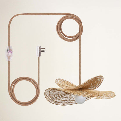 rowabi whisper leaf plug in natural decorative wall light fixture with wicker design