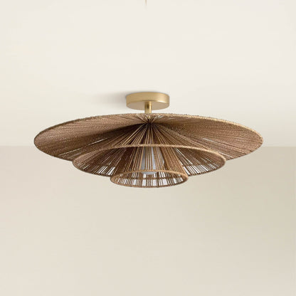 sammie tier rattan pendant light flush mount ceiling light fixture with woven design, off