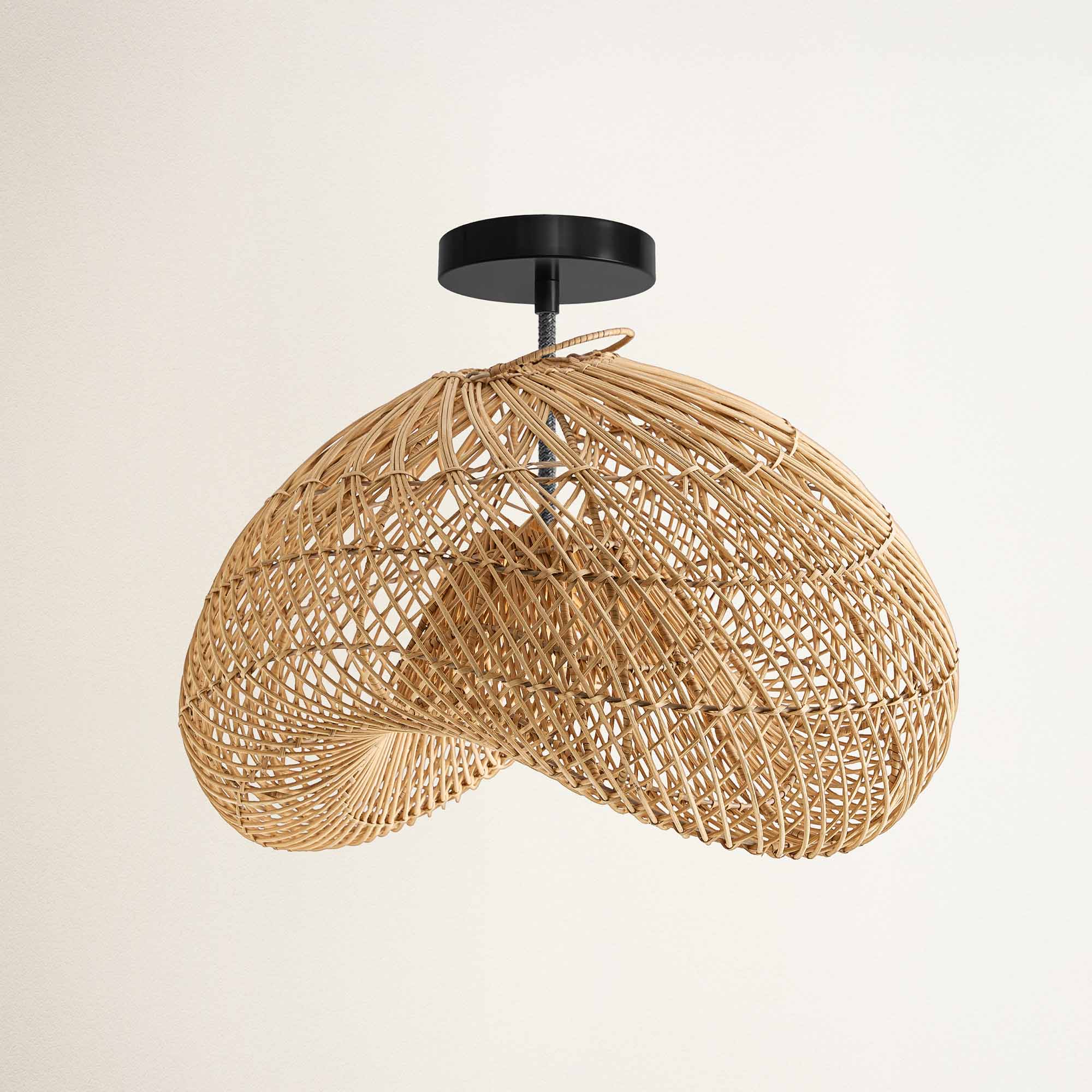 Sepherina Black Rattan Flush Mount Light