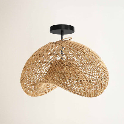 Sepherina Black Rattan Flush Mount Light
