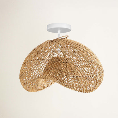Sepherina Black Rattan Flush Mount Light