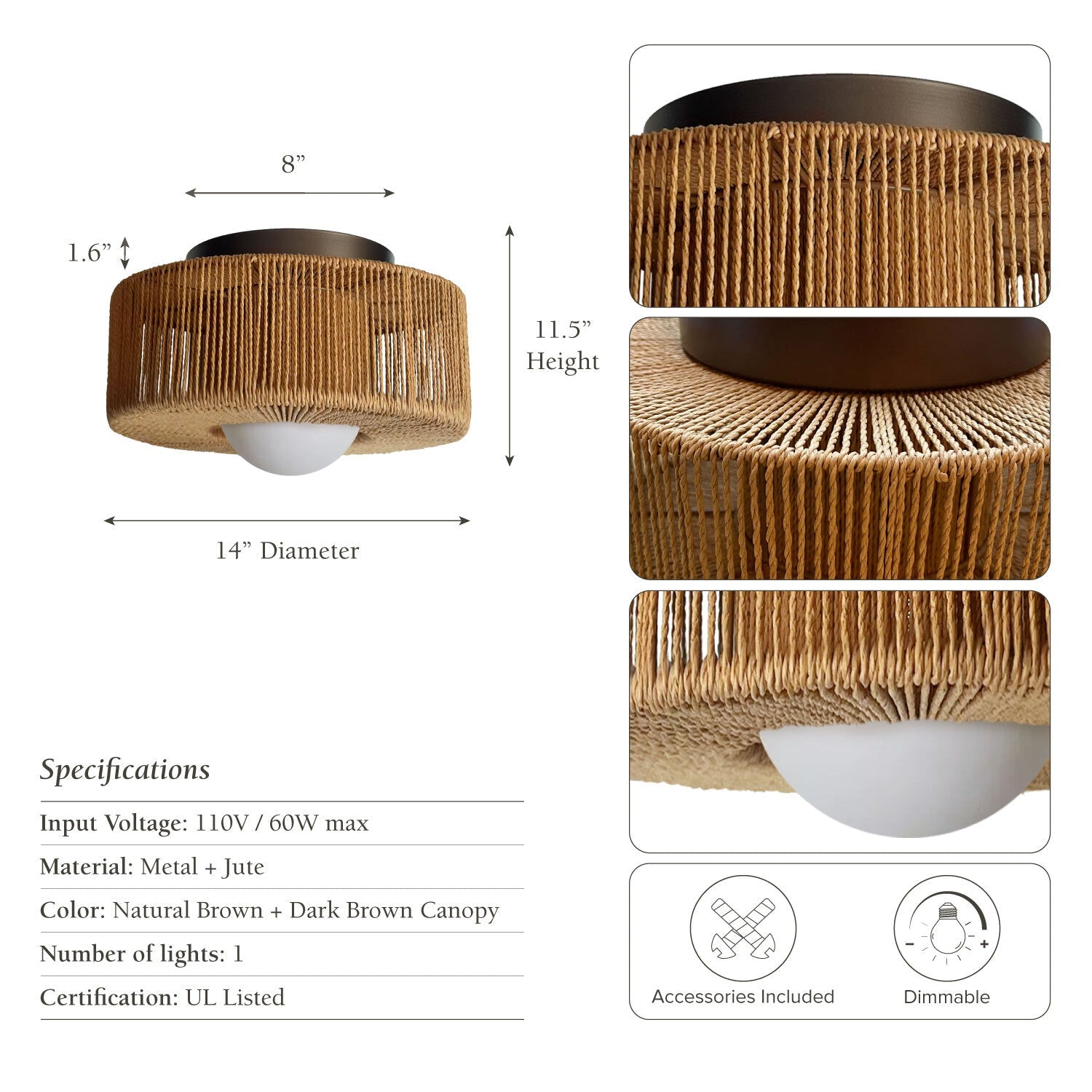 vela flush mount woven wall light fixture