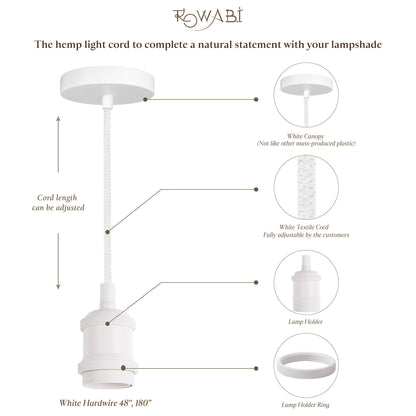 White Hardwire Hanging Pendant Light Kit